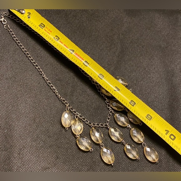 Translucent Yellow acrylic beaded silver tone necklace with matching earrings - Picture 8 of 8